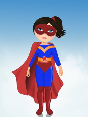 Süper kahraman kostümlü bir kız resmi