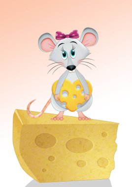 Peynir dilimindeki küçük farelerin çizimi