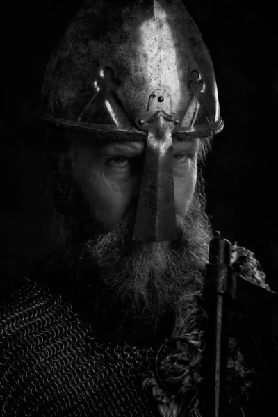 Vikingakrigare Med Hjälm — Stockfoto