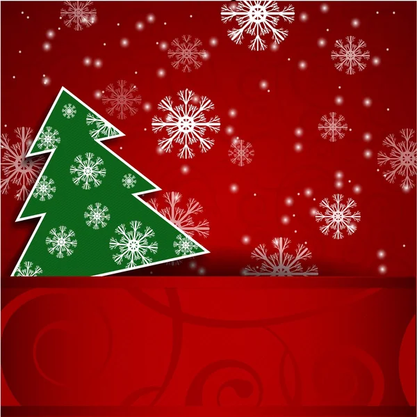 Kerstboom horizontale briefkaart — Stockvector