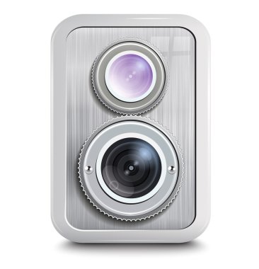 simge, kamera ile iki lens, metal kasa