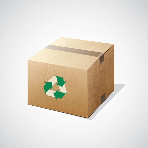 Caixa de papelão, reciclar símbolo — Vetor de Stock