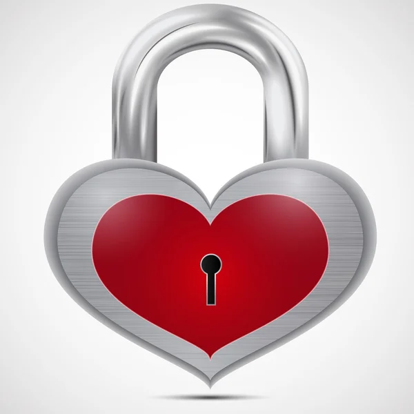 Closed metal heart the padlock — Stock Vector