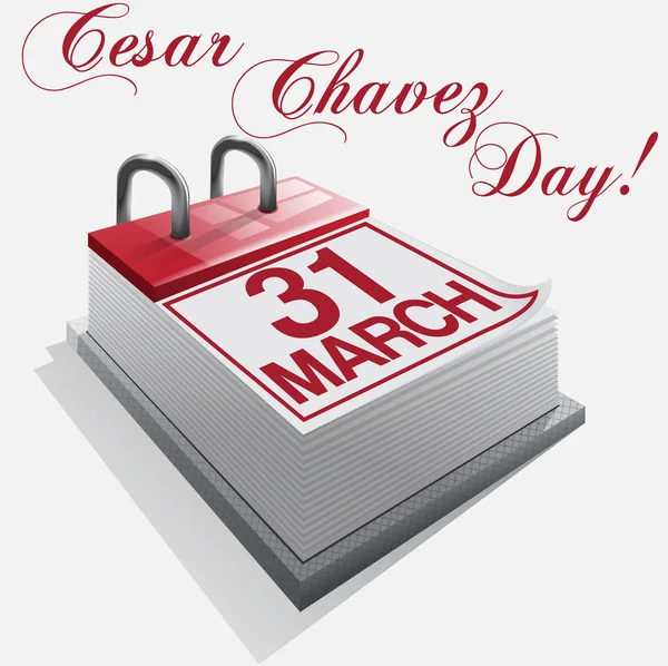 Calendario 31 marzo Cesar Chavez Day — Vettoriale Stock