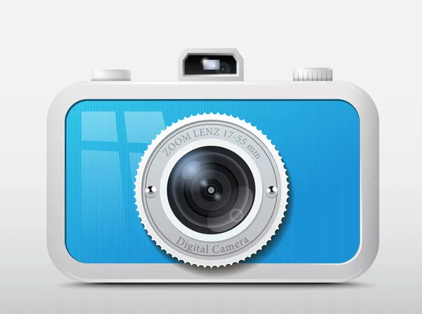Ícone câmera de plástico azul, vetor —  Vetores de Stock