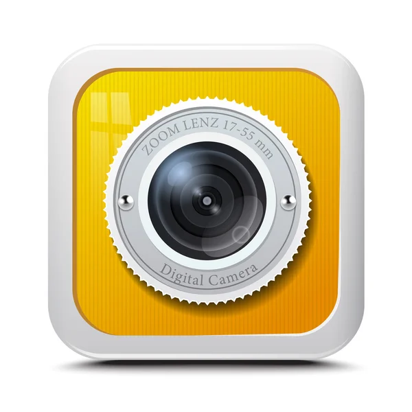 Simge kamera sarı beyaz bir arka plan üzerinde izole. vektör — Stok Vektör