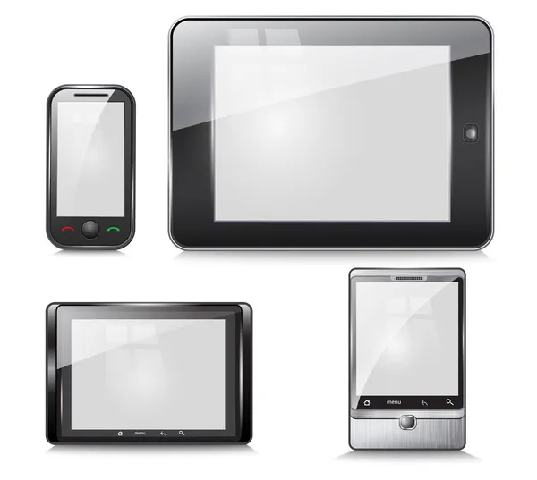 电子设备、 平板电脑和手机，白色 b 上的一套 — 图库矢量图片