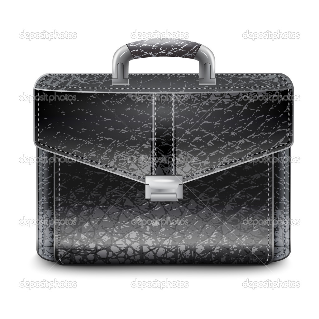 Leather business briefcase, on a white background.