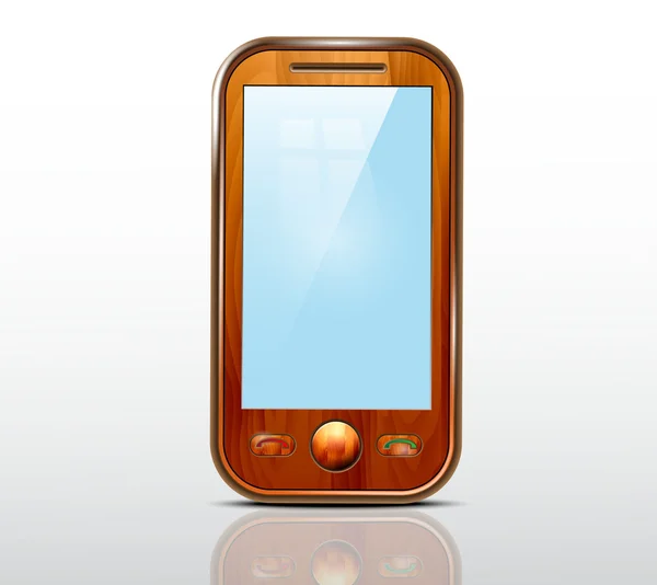 Ícone de telefone celular de madeira, vector.eps — Vetor de Stock