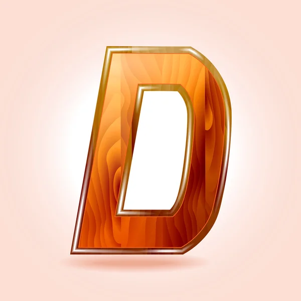 Алфавит деревянный, буква D. Вектор — стоковый вектор