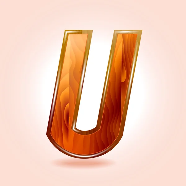 Alphabet wooden, letter U. Vector — Stock Vector