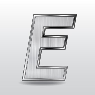 alfabe metal, mektup e. vektör