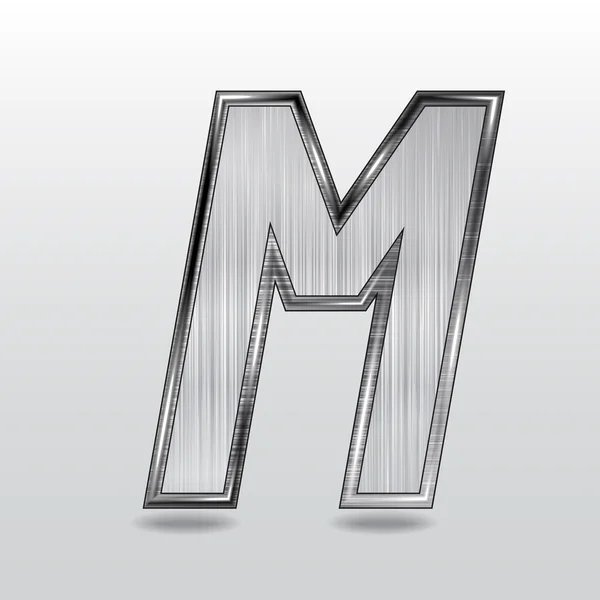 Alfabe metal, mektup m. vektör — Stok Vektör