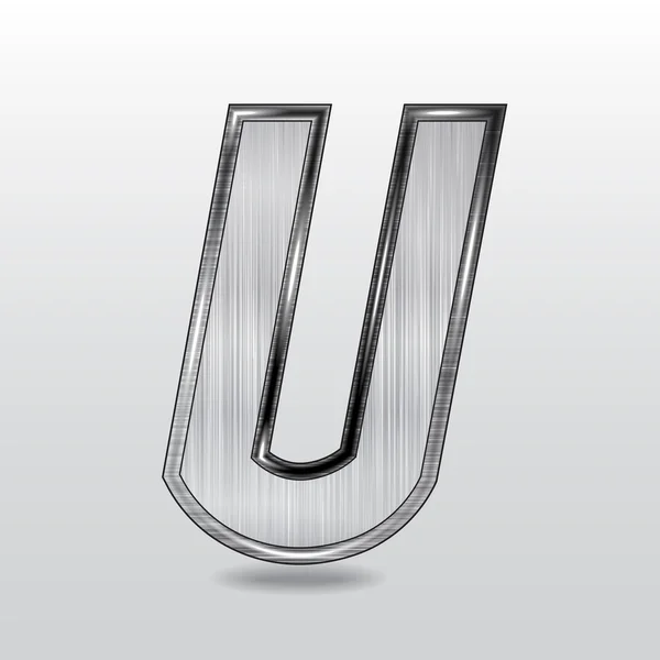 Alphabet metal, lettre U. Vector — Image vectorielle