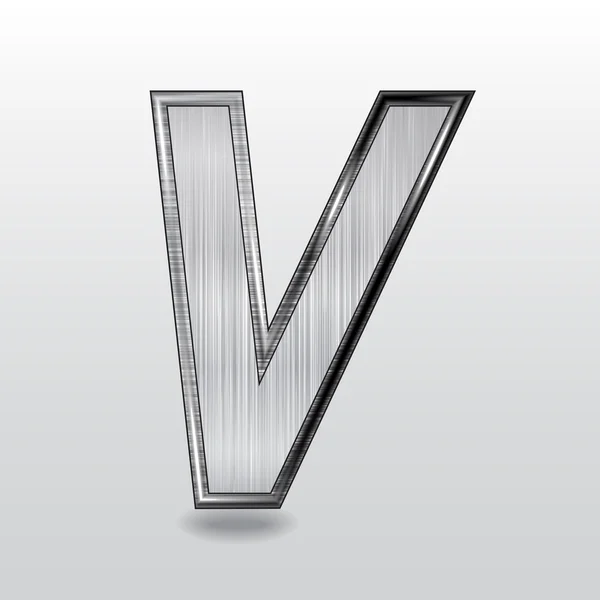 Alfabeto metallico, lettera V. Vettore — Vettoriale Stock
