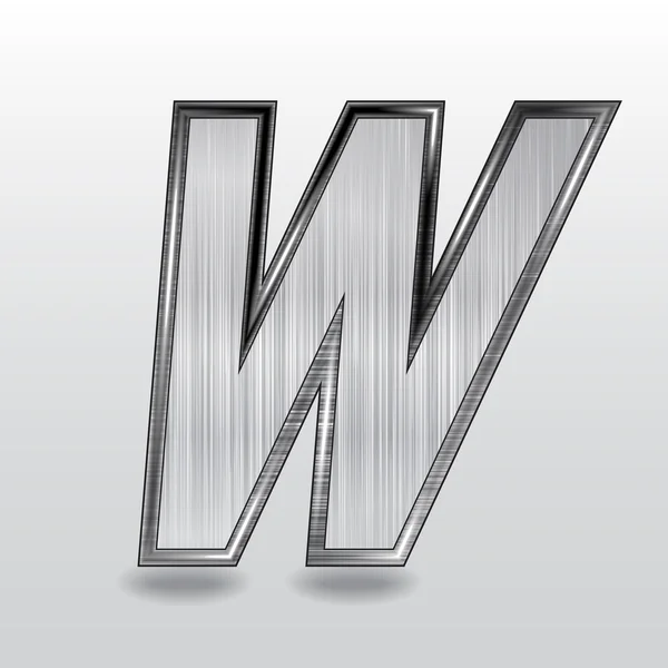 Alfabeto metallico, lettera W. Vector — Vettoriale Stock