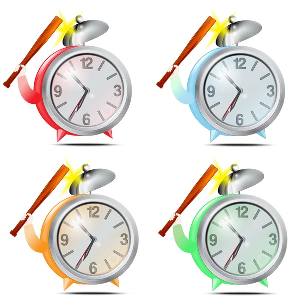 Set, relógios de alarme de cor — Vetor de Stock