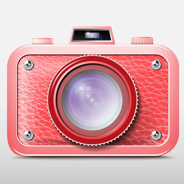 Red retro photo camera icon, Vector — Stock Vector