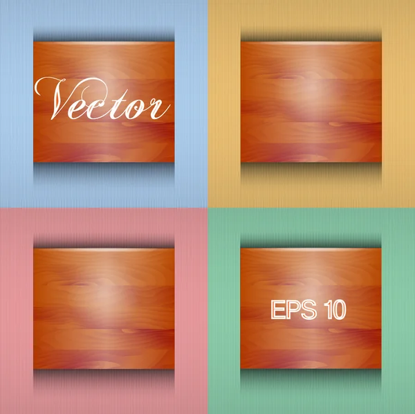 木製 plate.set.vector と抽象的な背景 — ストックベクタ