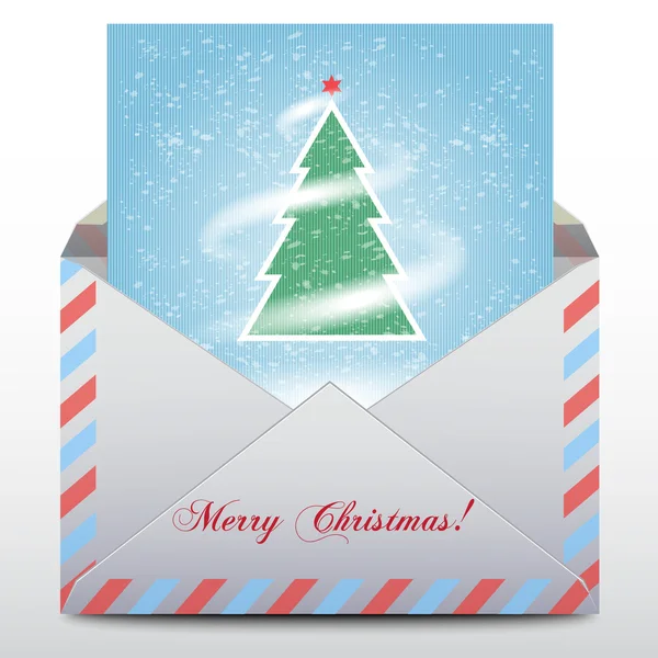 Enveloppe avec un sapin à l'intérieur, Joyeux Noël icon.Vector — Image vectorielle