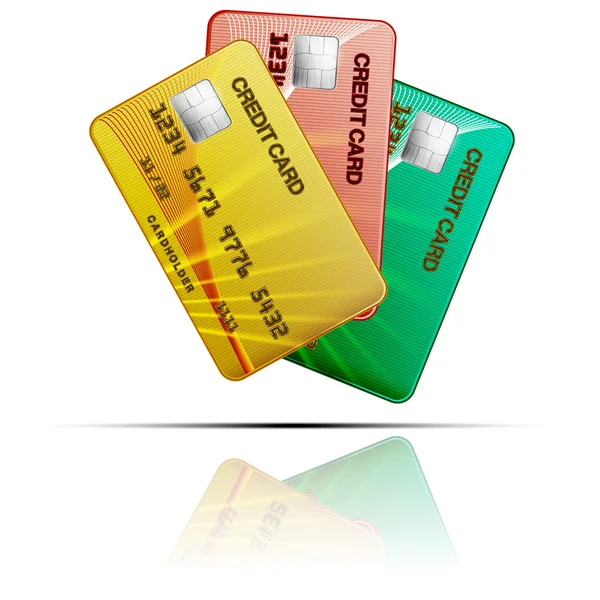 Colour credit cards  on a white background. Vector — Stock Vector