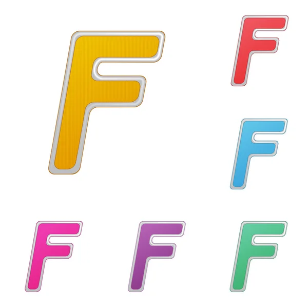 Lettera F, serie di varianti di colore, su sfondo bianco. Vettore — Vettoriale Stock