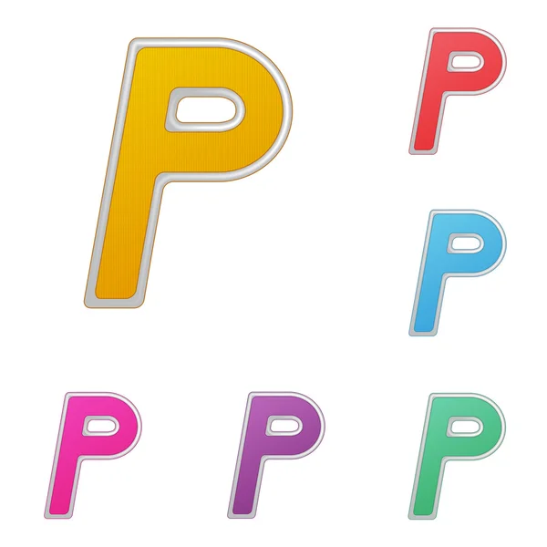 Letter p, aantal kleurvarianten, op een witte achtergrond. vector — Stockvector