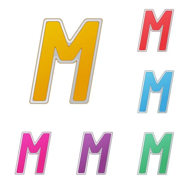 Písmeno m, sada barevných variant, na bílém pozadí. vektor — Stockový vektor