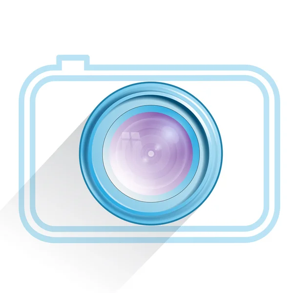 Objektiv, Kamera-Symbol, blau. Vektor — Stockvektor