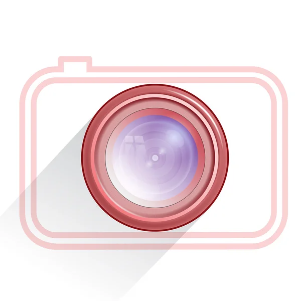 Lens, camera icon, red. Vector — Stock Vector