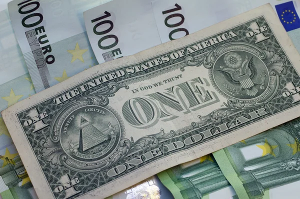 Dollár és az euro háttérként — Stock Fotó