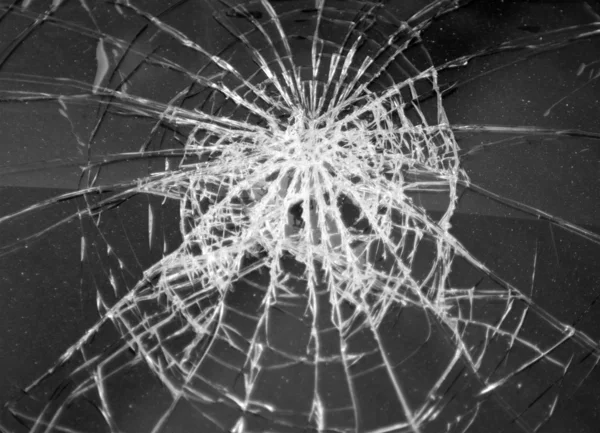 Broken Glass Car Abstract Black White Background — Stock Photo, Image