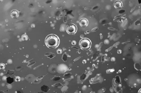 Air bubbles in a liquid. Abstract black-and-white background. — Stock Photo, Image