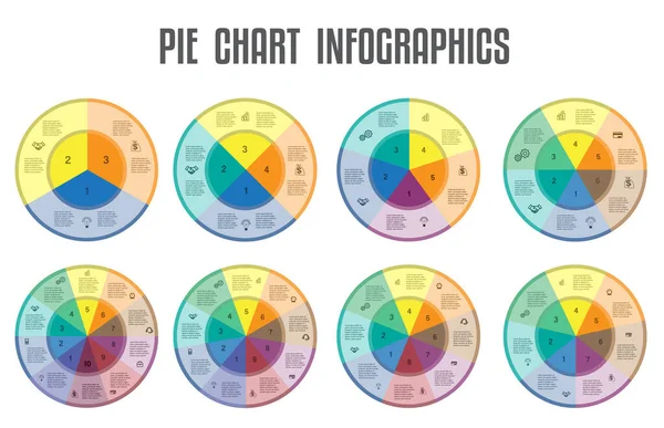 圆形信息图形集 Pie图表信息图形 可能用于工作流的概念循环进程的元素 网页设计 时间表 区域图 数字选项 — 图库矢量图片