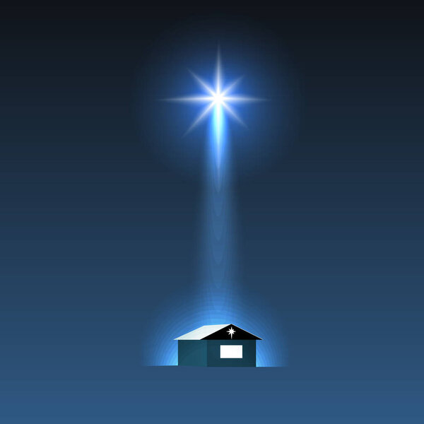 Star of Bethlehem pattern. Dark blue night background.