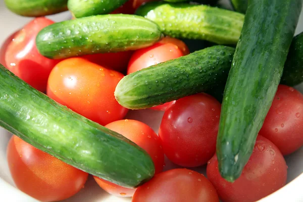 Pepinos e tomates — Fotografia de Stock