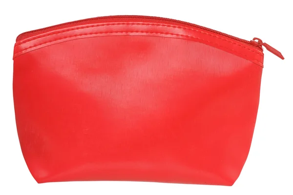 Bolso rojo para cosméticos aislado . — Foto de Stock