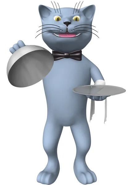 Three-dimensional image of a cat waiter — Stock Photo, Image