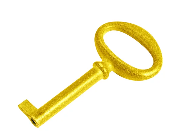 Złoty klucz na białym tle — Zdjęcie stockowe