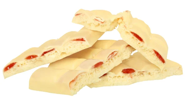 Heap white chocolate with strawberry jam — Stock Photo, Image