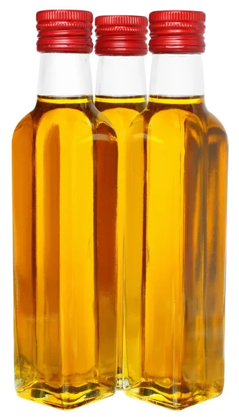 Trzy buteleczkę oliwy z oliwek — Zdjęcie stockowe