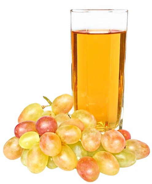 Las uvas y el vaso del jugo de la uva — Foto de Stock