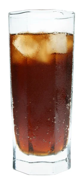 Cola drink con ghiaccio in un bicchiere — Foto Stock