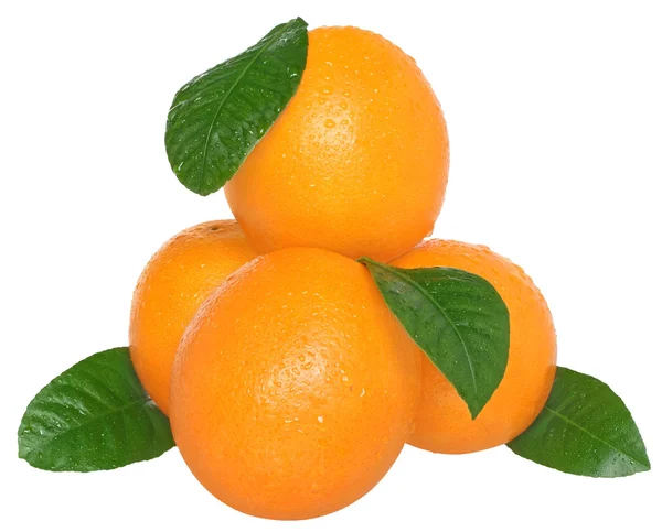 Orange mit Blatt — Stockfoto