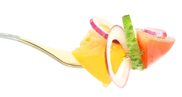 Fork with salad from vegetables. — Stock Photo, Image