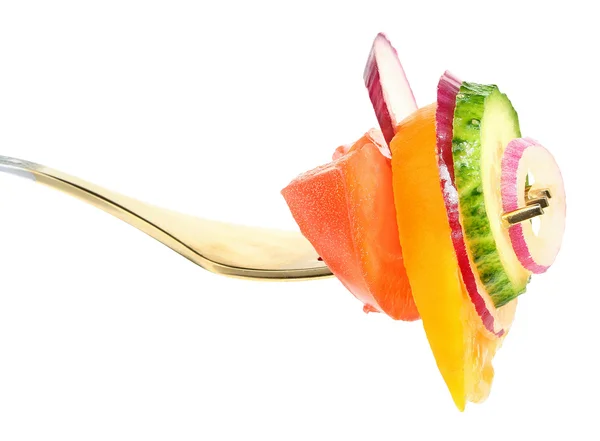 Gabel mit Salat aus Gemüse. — Stockfoto