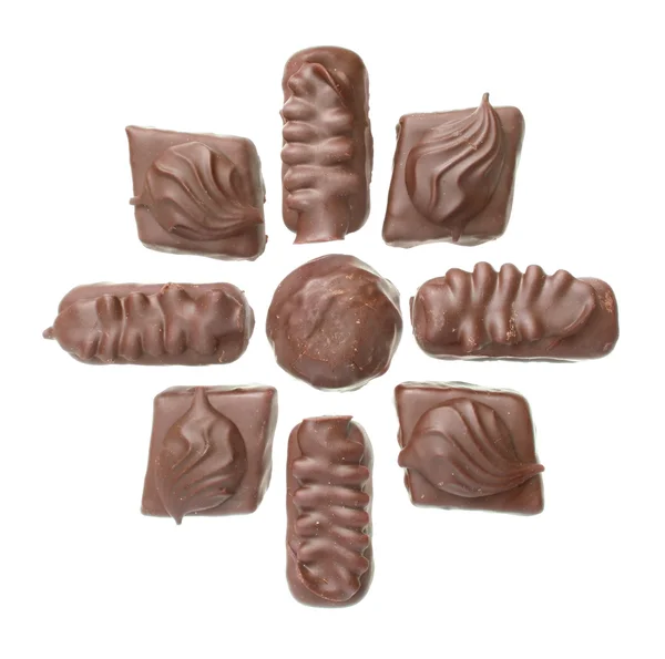 Doces de chocolate vista superior — Fotografia de Stock