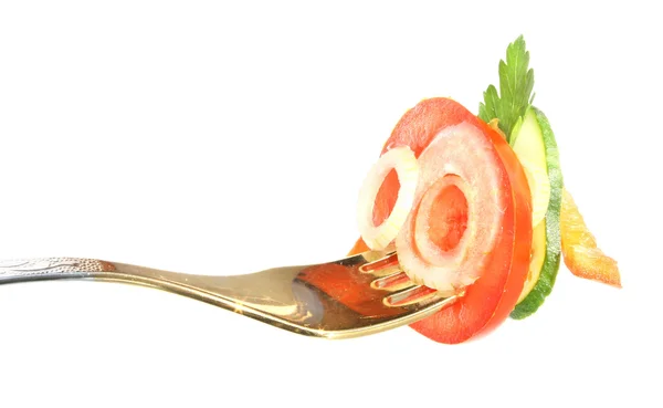 Gabel mit Salat aus Gemüse. — Stockfoto