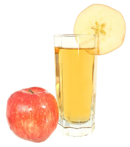 Glas mit Saft und roten Äpfeln — Stockfoto