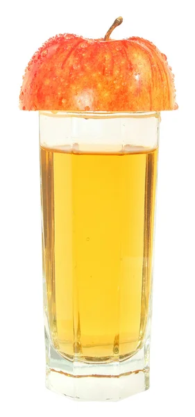 Glass with juice and apple — Stock Photo, Image